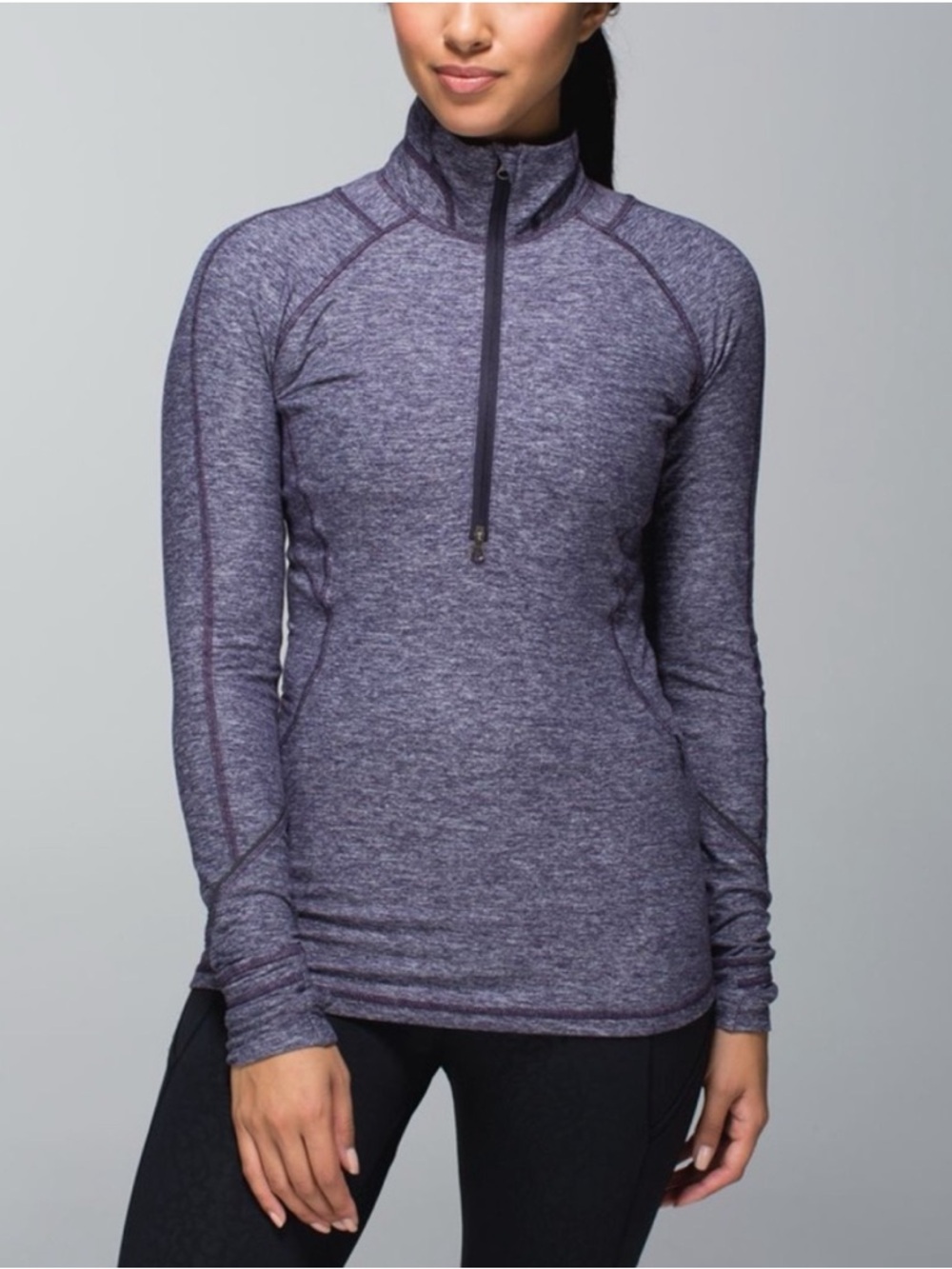 lululemon athletica Purple Heather Half-Zip Long Sleeve Top